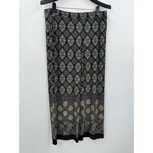 Susan Graver Pants LP Large Petite Pull On Wide Leg Liquid Knit Black Print